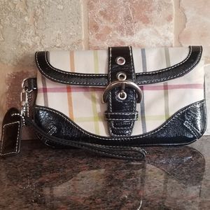 Coach | Plaid Patent Leather Wristlet